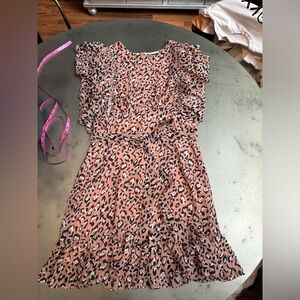 Sugar Lips leopard print ruffle sleeve dress.